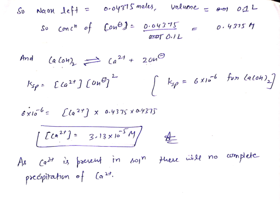 SU 1. NGON left so conch of 0.04375 meles, voluene - pol 012 Conds 0.04375 = 0.4315M OTOT O.IL And (a cong = ca 21+ 2010 ko =