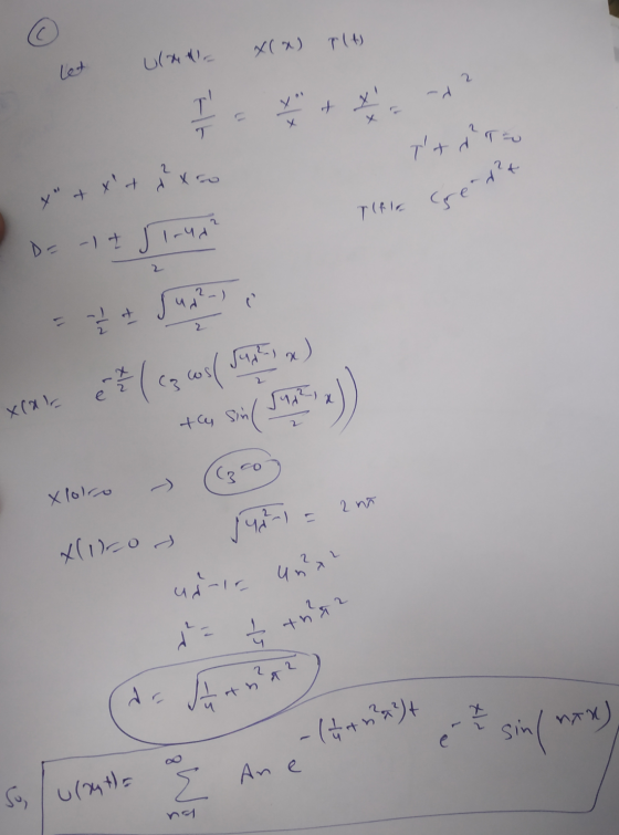 x(x) T (4) Ult let 2 I ad It dat dxto x+ The Gre- det D = -1 + Jirud ur?-) C 2 rusta) et ( cz cos( Xar thy sin (JA? xlor