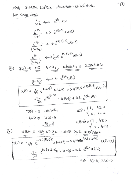 الاام . ا .3- (3- ناسا بدلا ) 3م Apply Inverse Laplace toansform on bothside We know that ايا تلع Sta و3 - دعاي(3عادي ہے S+2