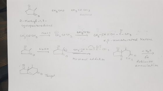 ан, но она со сH 3 acetone. 2-Methyl-1,3- cyclopentanedione NaOH et2 elto CH COCH, CH₂CH=CH- . r ß- unsaturated ketone - FO N