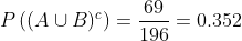 69 196 P ( (AU B)c) 0.352