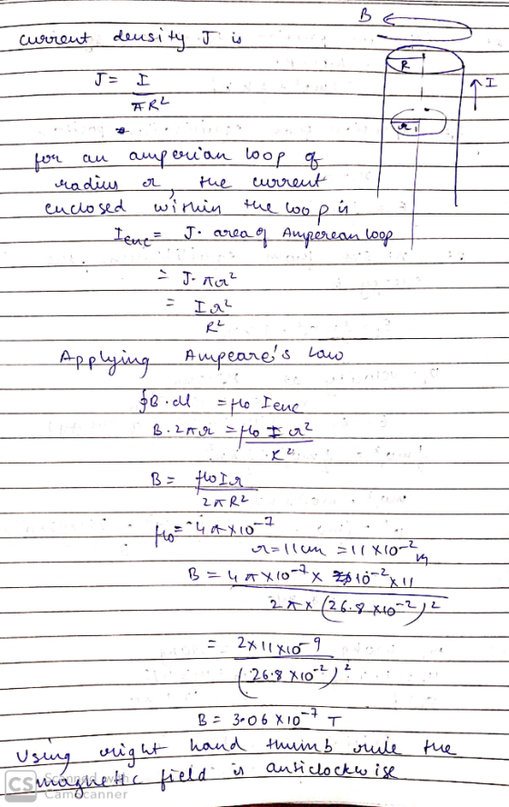 current density T is Т= І пk ч и още очи оор radius or the current enclosed within the top ú. - Tene Jo area of Amperean loo
