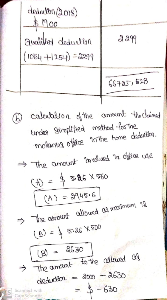 deducion (2018) __$ MOO Qualified daduellon |(10514 419514) = 2299 2299 66725,528 6 calculation of the amount the claimed cen