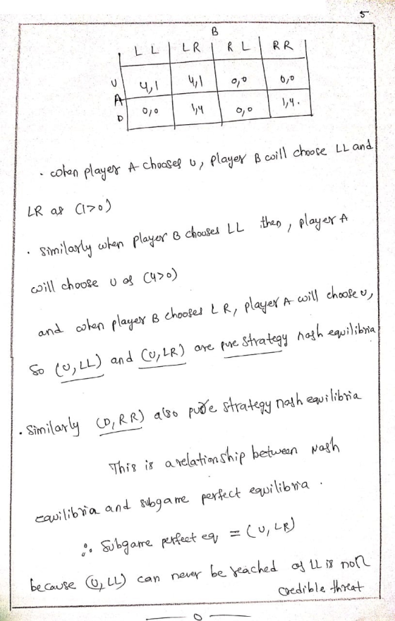 LLILR RL 0,0 1,4 when playes A chooses o, playes B will choose LL and/ LR as (170) then, player a Similarly when player to ch