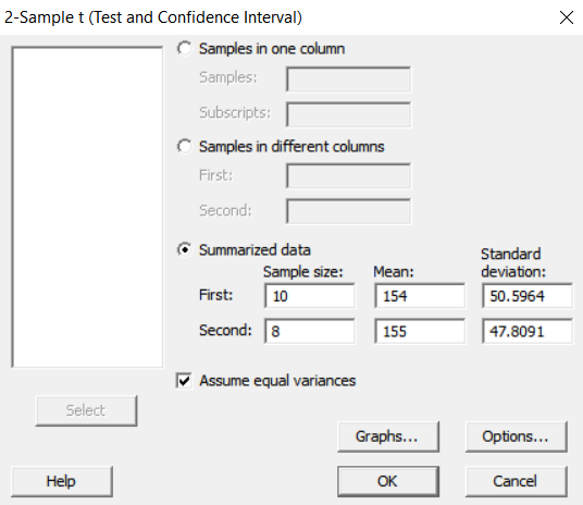 2-Sample t (Test and Confidence Interval) Samples in one column Samples: Subscripts: Samples in different columns First: Seco