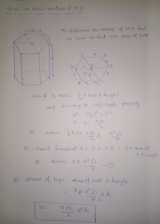 toe we dan structure of Hop. - To deleemine the volume of hep host we have to find the area of base Area of A ABC= bx base x