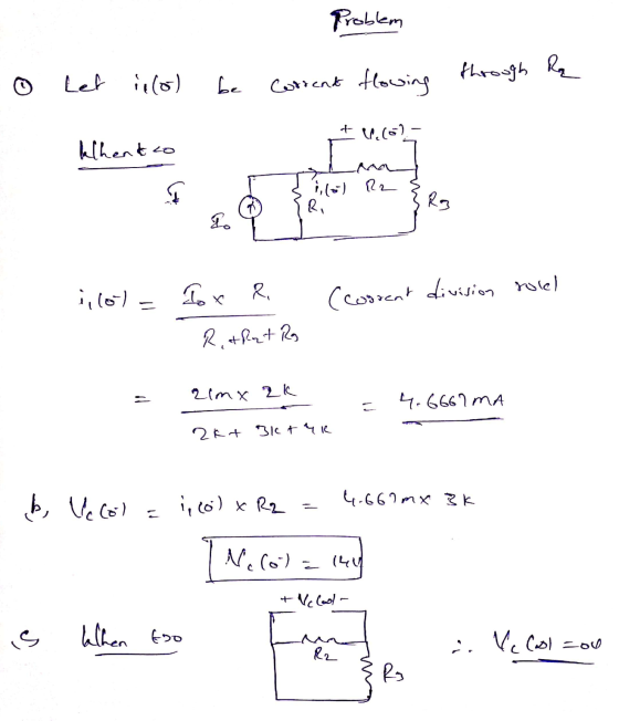 Problem 0 through Ą let illo) Corrent flowing be +4,(62- khenato Im 1 (6) R2 R. Rg 1. i, (6) Tox R (corrent division rosel =