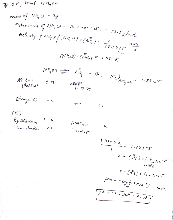 (2) AM, arme Nhyou үлм и м 1, 2 • 27 Molar mans of N My CO . 14+ 4x + 58= r2. 14 + 4x14 1195 = 5.3,5g/mole polarity of NH, U