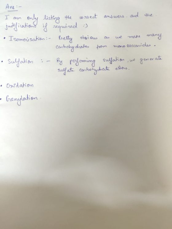 Ans :- I am only listing the correct answers and the. justifications if required :) Isomerisation :- Pretty obvious as we mak