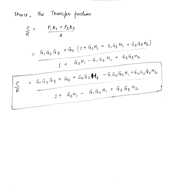 Fence. the Transfer function: P,AIT P2D2 R G, G2 Hi + GzG3 H₂) - G, G₂ G₃ + G4 (14 G2 Hi + G2 G3 M2 GzHi - G, G2 Hi [ + + Gu