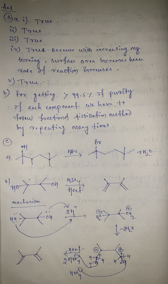 des (5) at Tu . . e True ldo con ii) True iv) True. Because with increasing ing hours turning, surface area increases hene ra