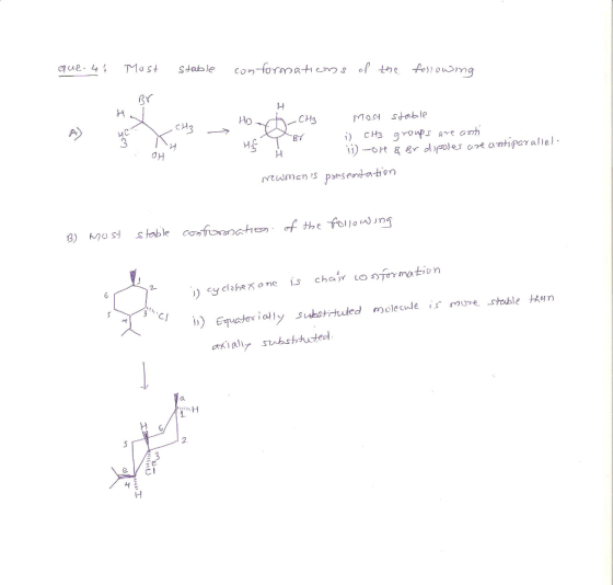 29 CH CH BY 3 2 C/ h) Equatoriolly substituted molecule s-my-e-stable Hom 1H