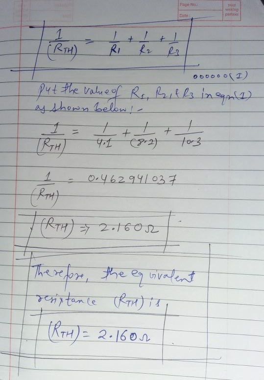 Page Nos w Este TERTH) - Ritet 00000 (1) Put the value of Rs, Rik R3 in eanI) as shown below! 1 = Itt t- 1003 TRAH) 1 0.462.9