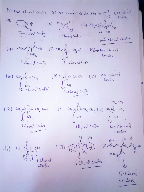1) NO chura Centre ) No Chiral Cenle () F (No-Curnl Centas) (4) () s () OH Tw o chral Centess I 44 chiralcentey Two chiral ca