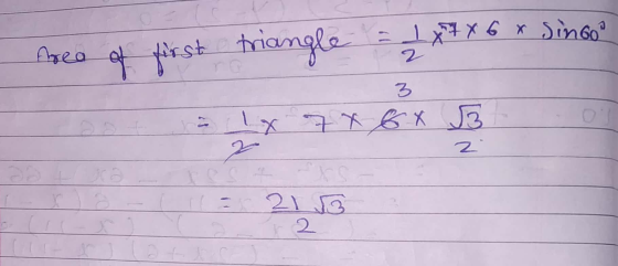 1 x1 x6 x in60° rea of first triangle 2 5 -- 21 6x Jз и 2 - 2 2 2