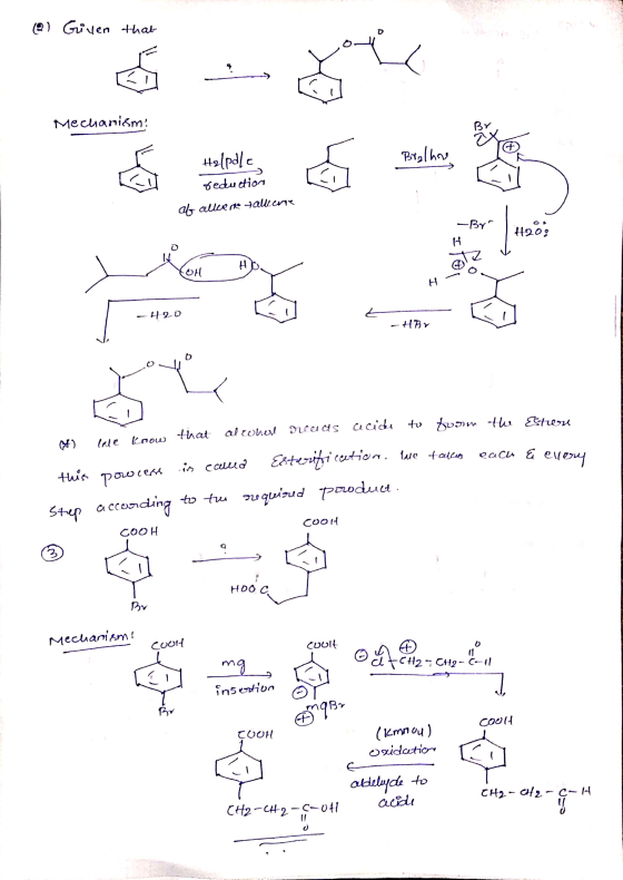 (2) Given that D Mechanism Br Brelhore Helpdle reduction als allierte tallene - Byr H H283 H OH H -H20 L -HBr 6) each & every