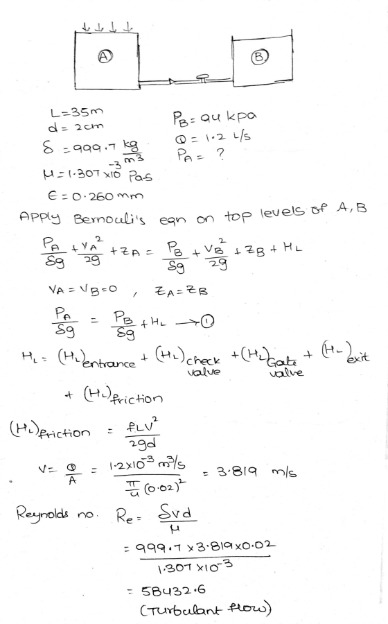 لا بل را A B L=35m d = 2cm S =Gagot kg PB=aukpa @= 1.245 PA = ? m3 M=1.30TXO pas E-0.260 mm 후 VA ZA- + VB +ZB + HL 29 Apply B