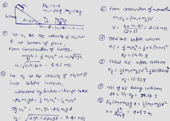 o haum 0=250 -a let ul let u be the velocity of object 0 Mp=0.4 marang 25kg u My hea + Ao - d=m* be the welocity of object at