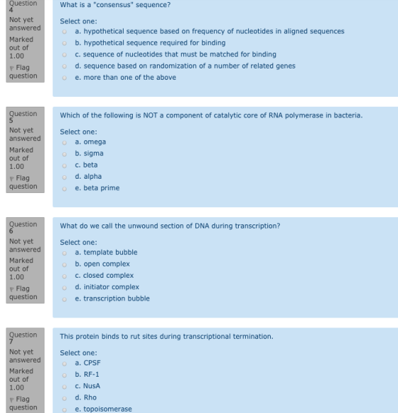Question What is a consensus sequence? Not yet answered Marked out of 1.00 p Flag question Select one: a. hypothetical sequ