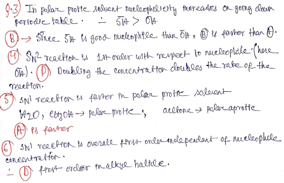 2 8.3) In polar protte solvent nucleophi deity moreases or going clown E perrodic table. - 5TH > OH Since 5H ls good nucleoph