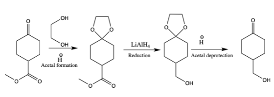 OH $48=84 OH LiAIH, Reduction Acetal deprotection Acetal formation