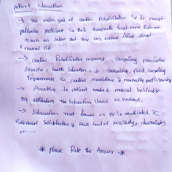 patient Educatione 1 The main goal of cardiac Rehabilitation Pix to prompt patiente fulf Eipate on their therapeutic treatmen