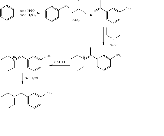 NO2 NO2 conc. HNO3 conc. H2SO4 AIC13 NaOH NH2 NO2 SnHC NaBH CN NH2