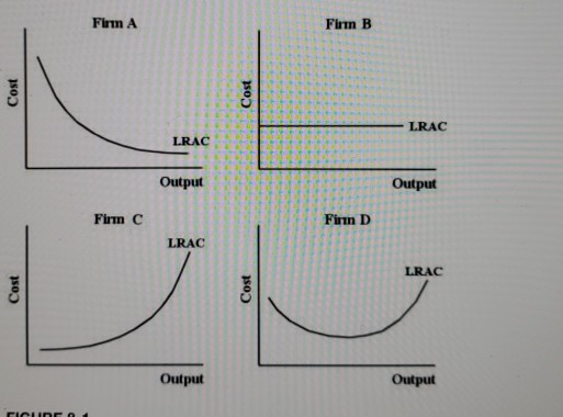 Firm A Firm B LRAC LRAC Output Output Firm C Firm D LRAC LRAC Output Output riCUnr o 4 Cost Cost s0