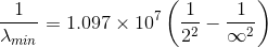 L = 1.097 x 107 ( Amin