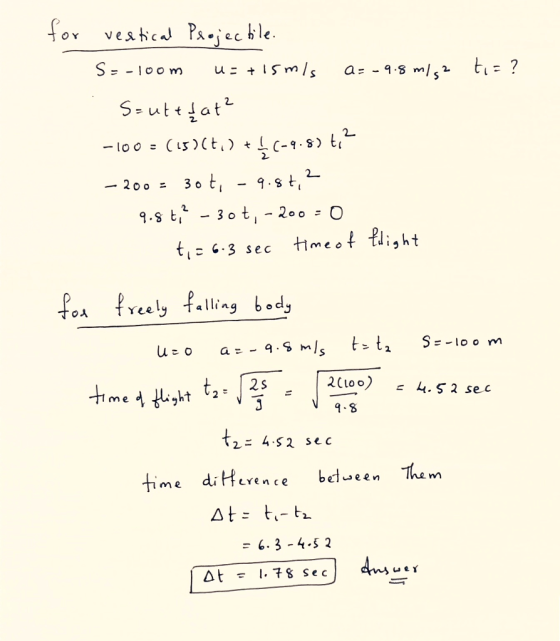 a= -9.8 m/ 2 - 20o - 3o t.- c-3 sec tHme f reely talng body 2CLoe 4. s2 sec me -8 2 4.52 sec time diHurence betueen The m 6.3
