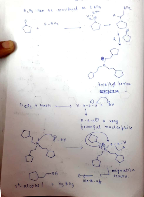 Bata can be considered a H - She toralkye boron H2O + NAOH H-0-0 a very pownful nucleophile migration DEUTS, wook-up 1 alcoho