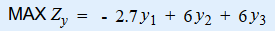 MAX Zy = - 2.7yı + 6y2 + 6Y3