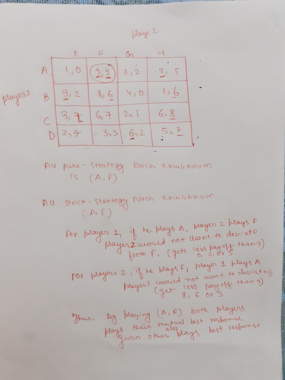 blage 2 A 1,029) 3,2 3;s player1 B 9,2 8,6 4,0 16. c3, 767/2, 16,8 D/2,4 |-336, 25, I Au Nash equilibrium pure - Strategy is
