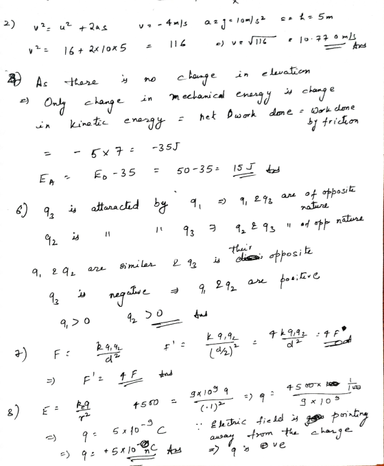 2 ) 2 is mechanical energy in 15 J to EA 6) 92 of opp 5x7ong away from the charge v2 = u² +2us - 4 m/s azgorom) s² h = 5m 16+