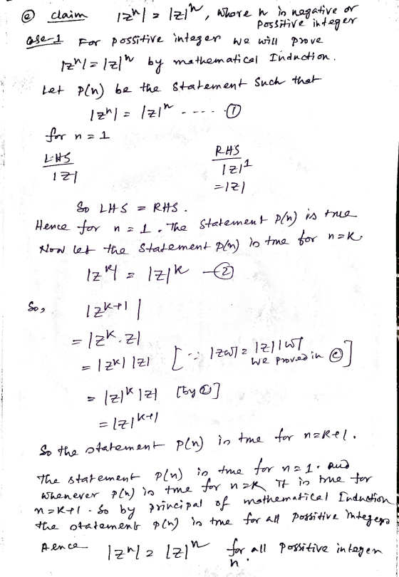 Izin o claim izhl z lzin, whore h in negative or a possitive integer case-1 for possitive integer we will prove Izl=/zlu by