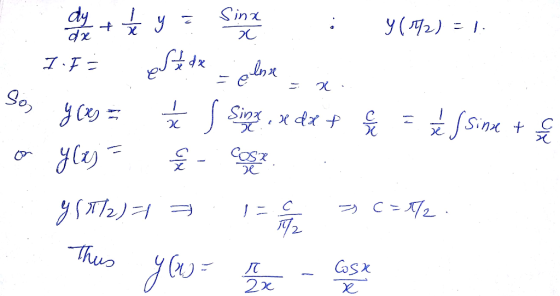 Y(2)= Sinx dy Sinx t Sinz, xdx Thuo Cosx 2x