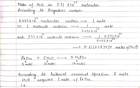 2 3 maleules Mols of H20 in 3.11 Xlo Accnding taAvogadaos numbtr 23 6.022 X1D Contain melecules mole Mole molecule 1 So, cont