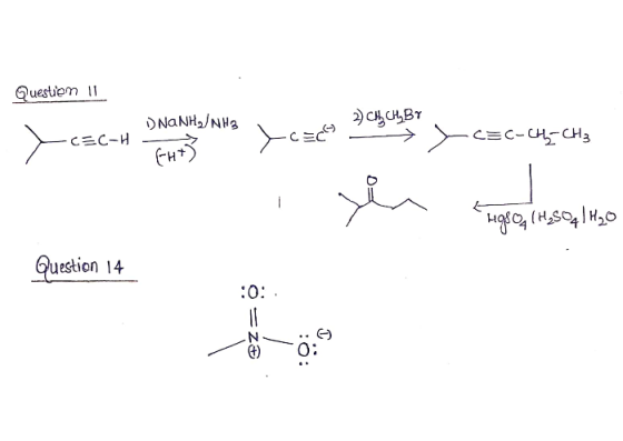 Questien 11 DNANH/NH3 - -CEC-H -C=c-CH2 CH₃ FH7Z Xcacos 2) cyckBY да ме HOSO, (H.S04H20 Question 14 10: