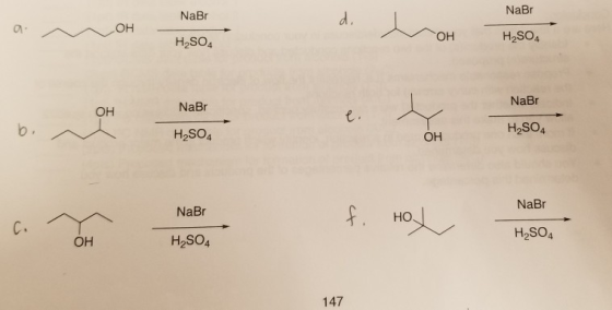 NaBr NaBr OH d. VOH W OH H2SO4 H2SO4 NaBr NaBr H2SO4 H2SO4 NaBr NaBr Но, H2SO4 OH H2SO4 147