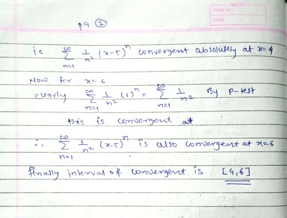 PAGE 2 p.g @ i e e t (8-5) convergent absolutely at h= 4 62 n=1 26 ㅗ By P-test How for clearly 을 I con= na SAS is is converge