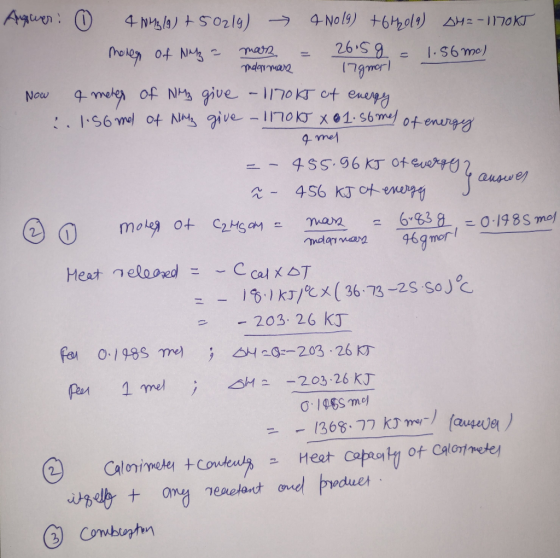 Auguer: » 401319) +50219) & No (9) +672019) DH=-1170KT moter of NM = man = 26.5 g = 1.56 mo) ndarmas 17gmort Now a meles of N