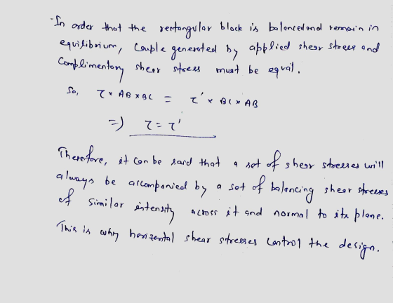 TABXBC X BO* AB Sn order that the rectangular block is balanced and remain in equilibrium, couple generated by cipplied shear