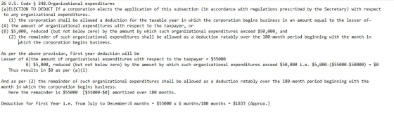26 U.S. Code $ 248. Organizational expenditures (a) ELECTION TO DEDUCT If a corporation elects the application of this subsec
