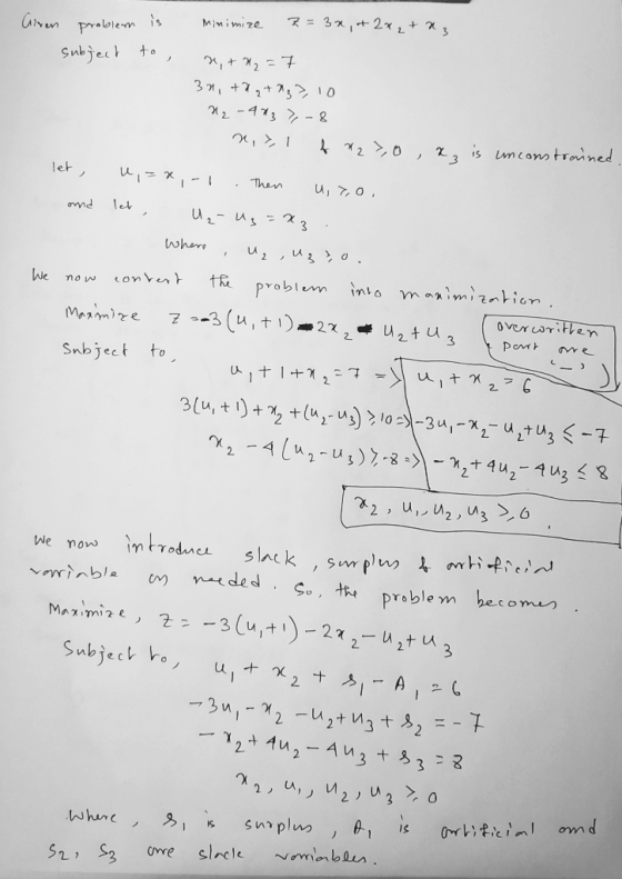 Minimize prblen Subject to 2O is mcomstrorined 3 let .Than u2-s 3 Whare o 2 We onvert problem into manimizntion mow vercorith