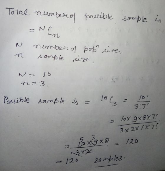 To tal numbesiof pocible somp le N Cn mumber o bobize s amp le di7e no3. Passible samp le is /o! 3:7 lox 9x8x7 11 3x2x/X7! 12