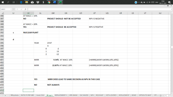 va x W ENG 1504 08 01 2020 X LK412 i X V U fx LK AT WACC = 10% NO LL LMLN LO LP LQ LR LS LT LUA 386 387 PROJECT SHOULD NOT BE