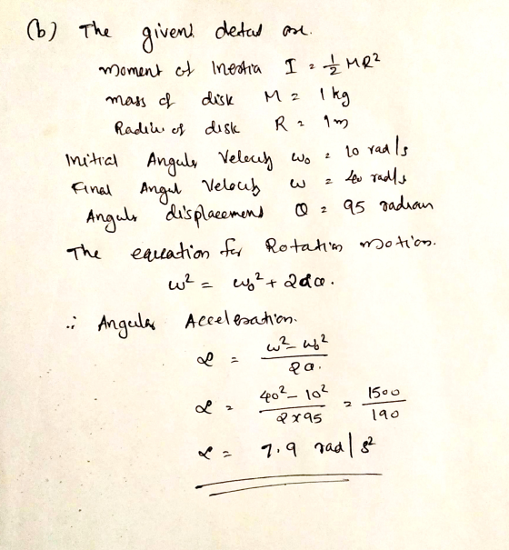 M z (6) The given. detal an. moment of inestia I 22 MR² mass of disk 1kg Radion of disk Ram to rad radis initial Angule Velec