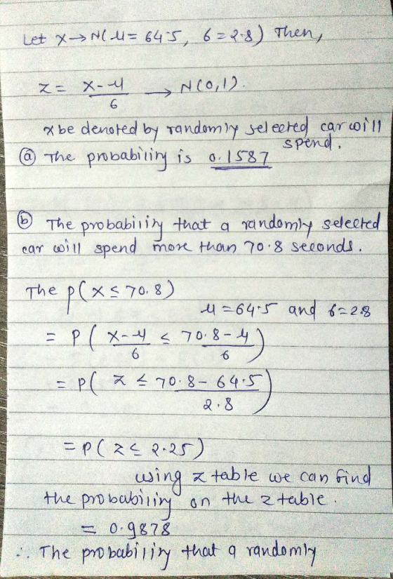 x be denoted by Tandomy sel ected car or G The probabitiry is oS37 spene The pro babiiy thot a randomlsy seleched ea spend mo