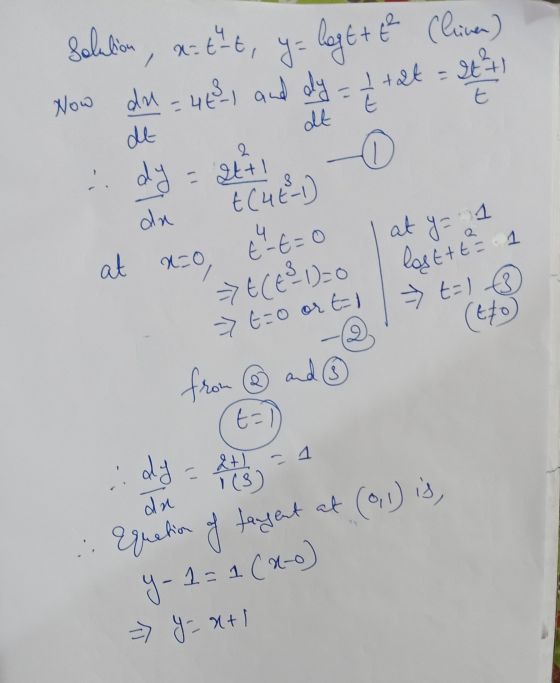 at y = 1 Solution, autht, e Clinen) y = t dt leget te Now du=468, and ly = I tht = It 71 dy = 2441 - 0 da de 2 4 at azo, t(46