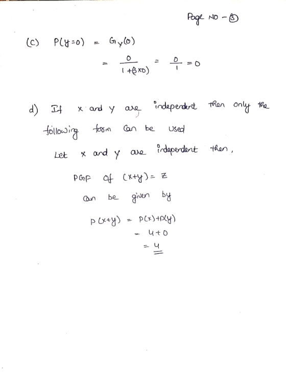 Pogk NO-3 Gylo) (c) PlY0) only indepertrt TRan d) T x ard y are Used Can be irdaperdent then x and y Let P GP by given be COu